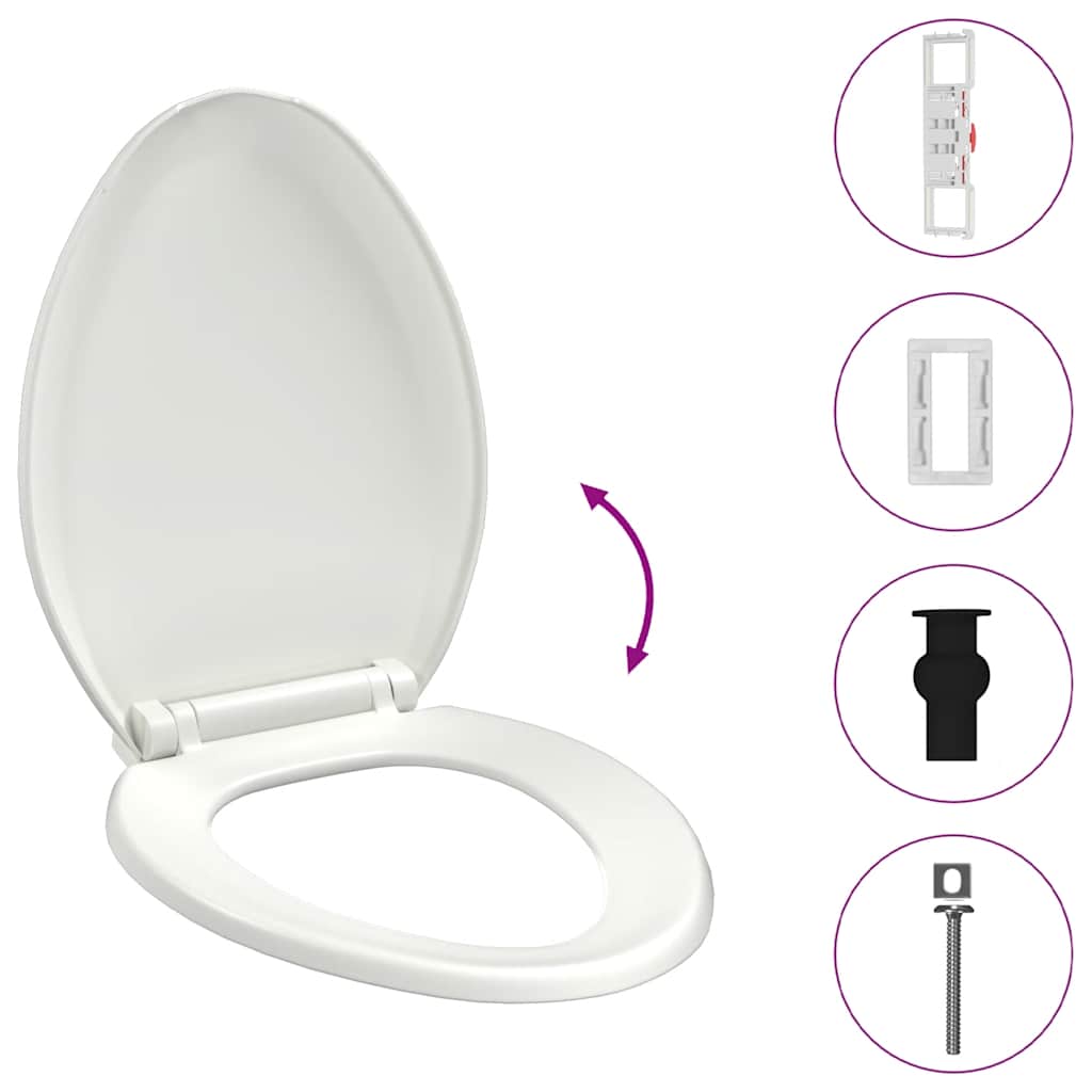 fehér gyorsan szerelhető WC-ülőke lassan csukódó fedéllel