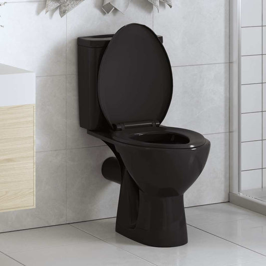 fekete gyorsan szerelhető WC-ülőke lassan csukódó fedéllel