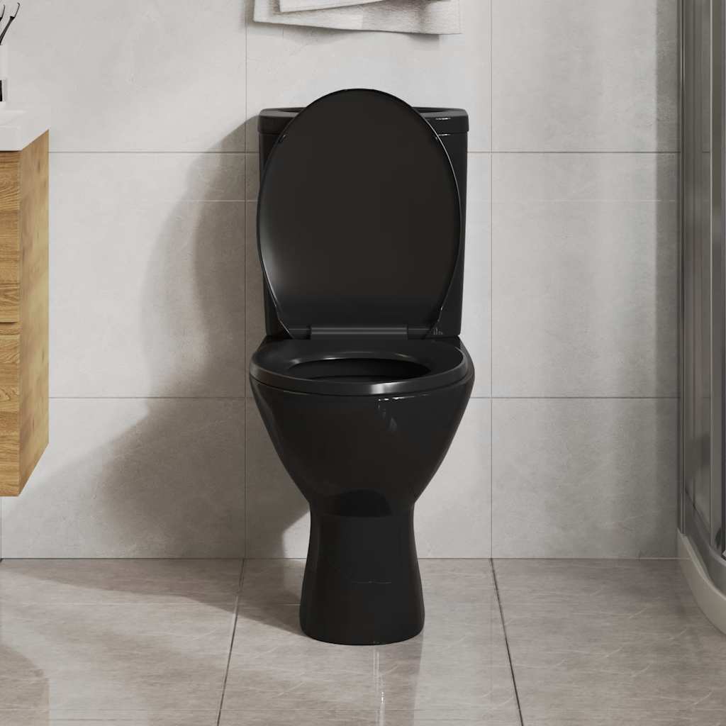 fekete gyorsan szerelhető WC-ülőke lassan csukódó fedéllel