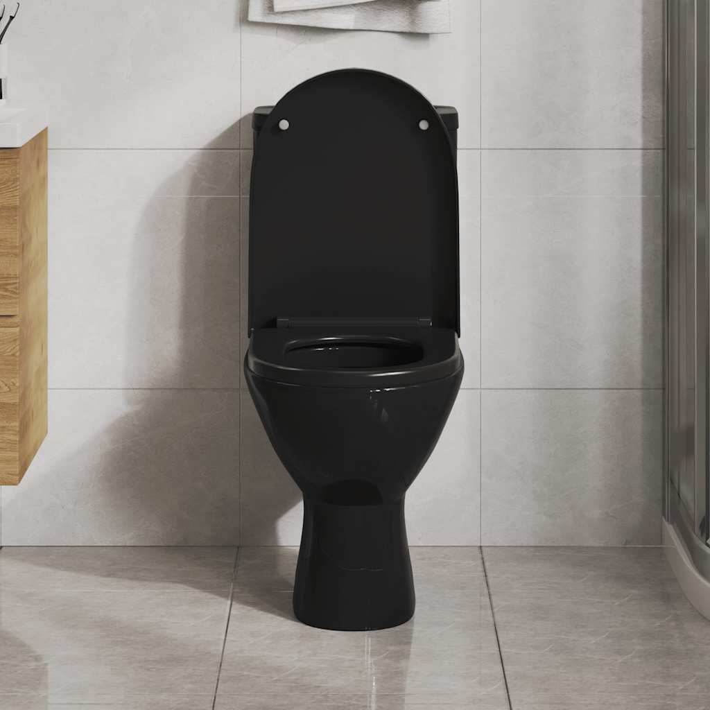 fekete gyorsan szerelhető WC-ülőke lassan csukódó fedéllel
