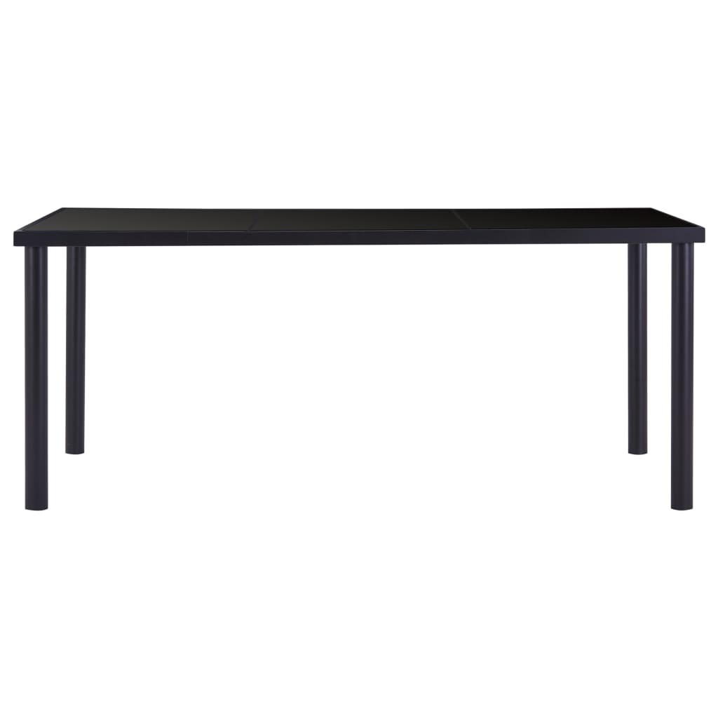 fekete edzett üveg étkezőasztal 180 x 90 x 75 cm