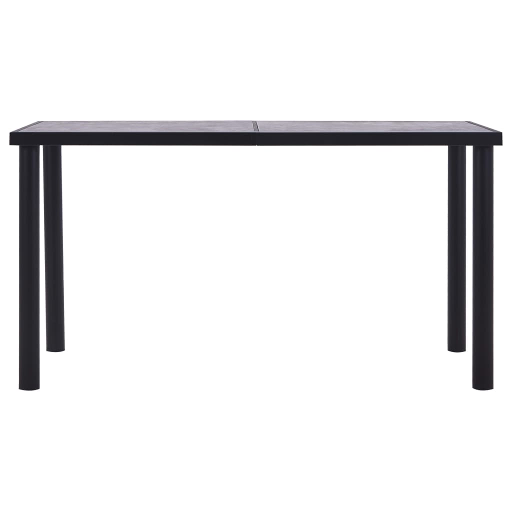 fekete és betonszürke MDF étkezőasztal 140 x 70 x 75 cm