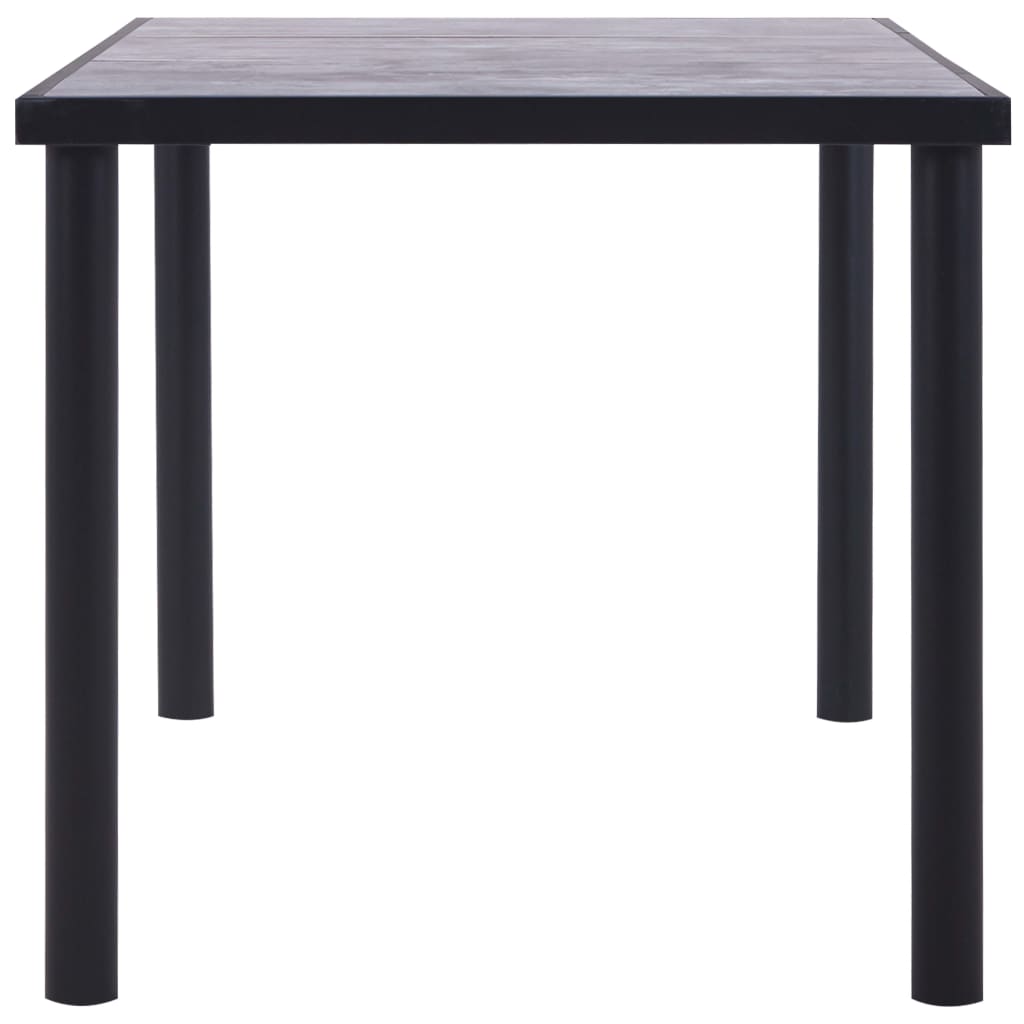 fekete és betonszürke MDF étkezőasztal 160 x 80 x 75 cm