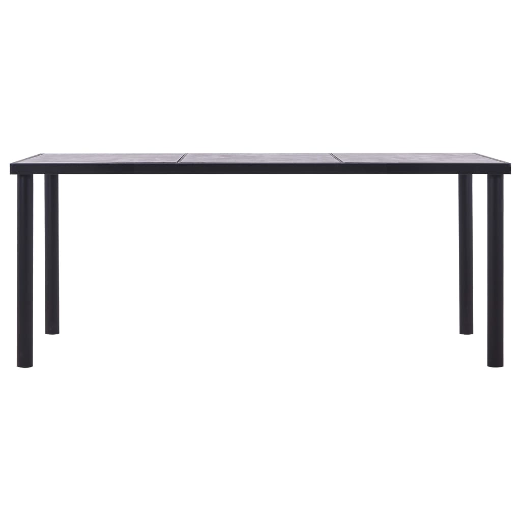 fekete és betonszürke MDF étkezőasztal 180 x 90 x 75 cm