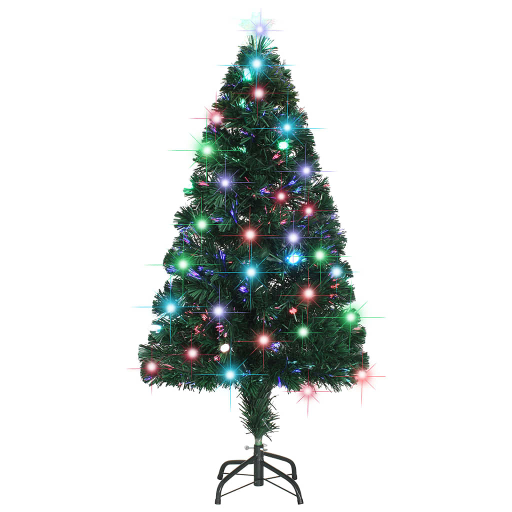 száloptikás megvilágított karácsonyfa állvánnyal és LED-es 120 cm