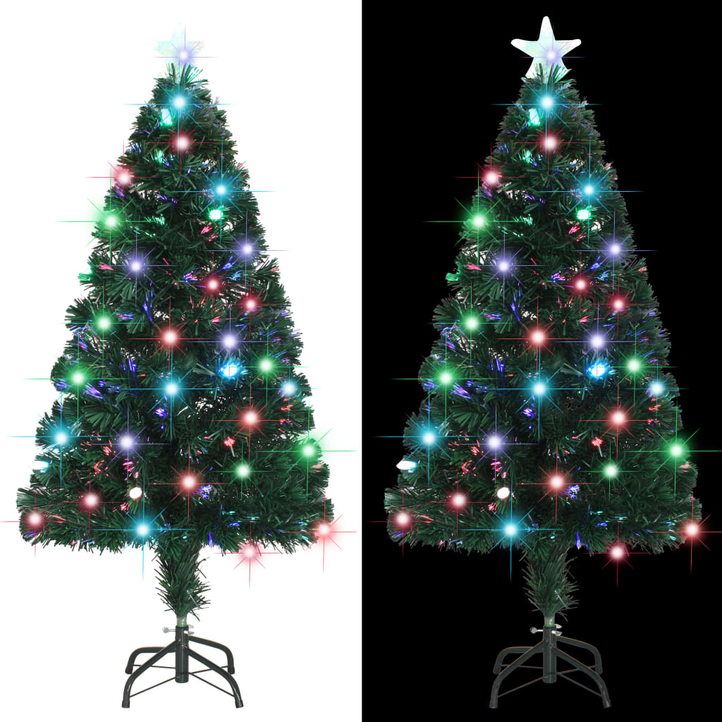 száloptikás megvilágított karácsonyfa állvánnyal és LED-es 120 cm
