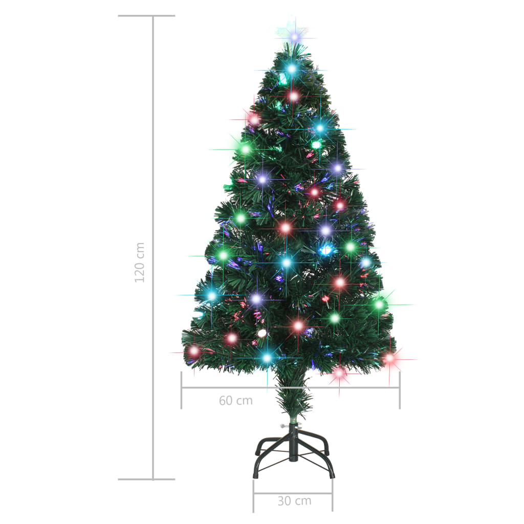 száloptikás megvilágított karácsonyfa állvánnyal és LED-es 120 cm