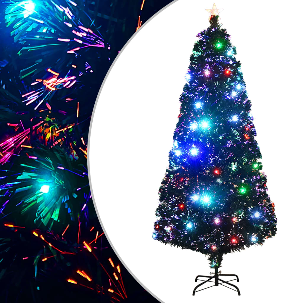 száloptikás megvilágított karácsonyfa állvánnyal és LED-es 180 cm