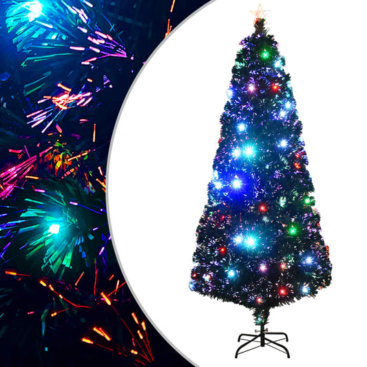száloptikás megvilágított karácsonyfa állvánnyal és LED-es 210 cm