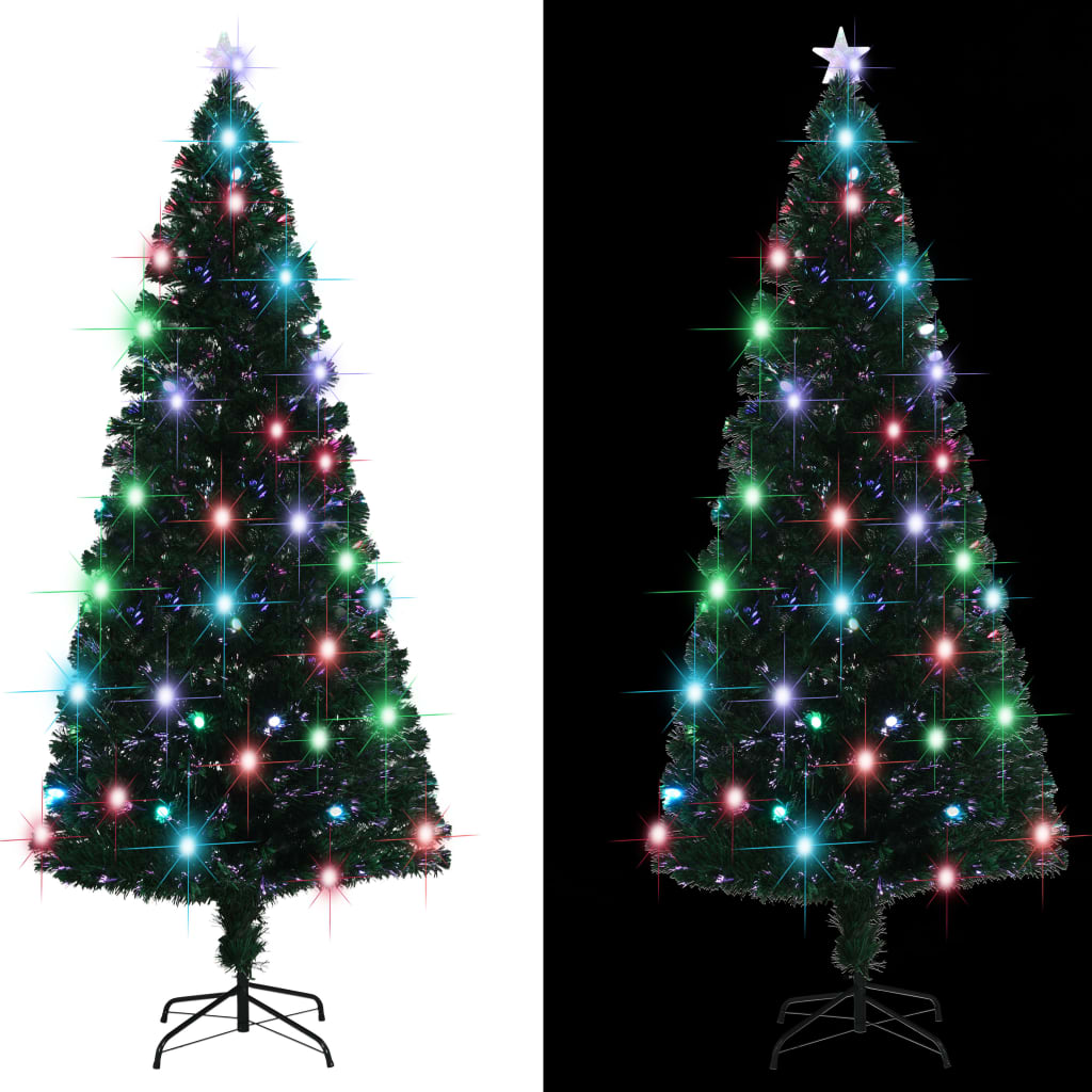 száloptikás megvilágított karácsonyfa állvánnyal és LED-es 210 cm