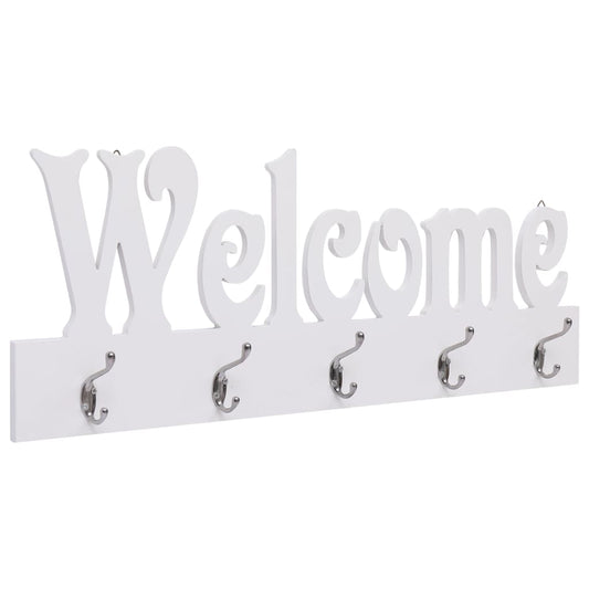 fehér "WELCOME" feliratú fali fogas 74 x 29,5 cm