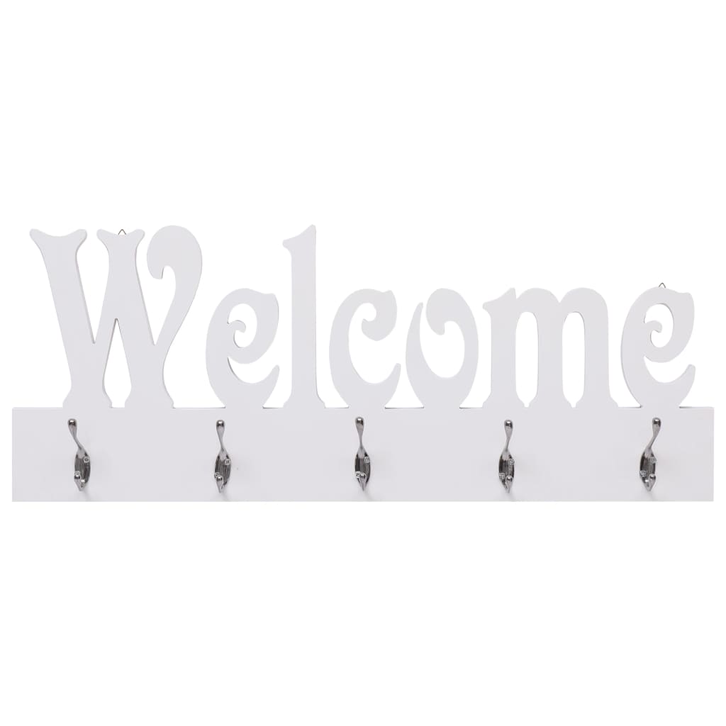 fehér "WELCOME" feliratú fali fogas 74 x 29,5 cm