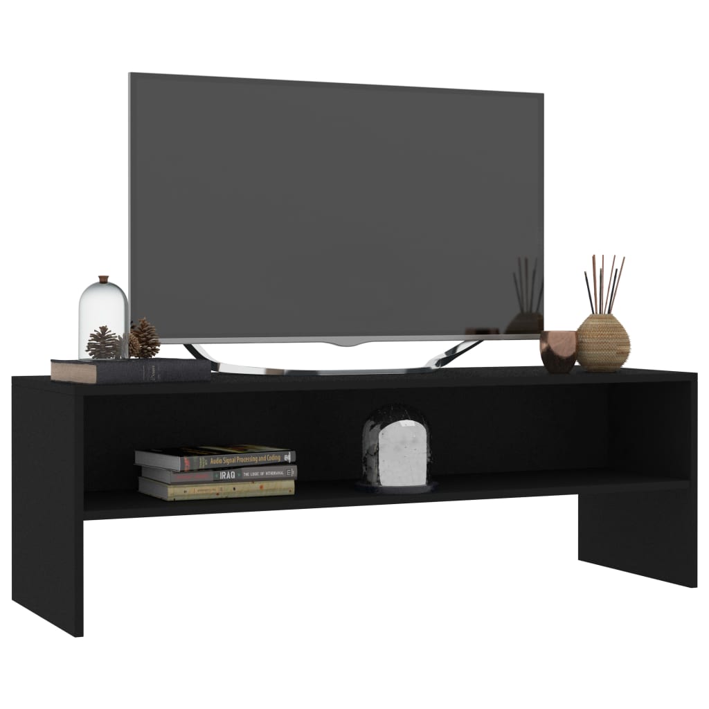 fekete szerelt fa TV-szekrény 120 x 40 x 40 cm