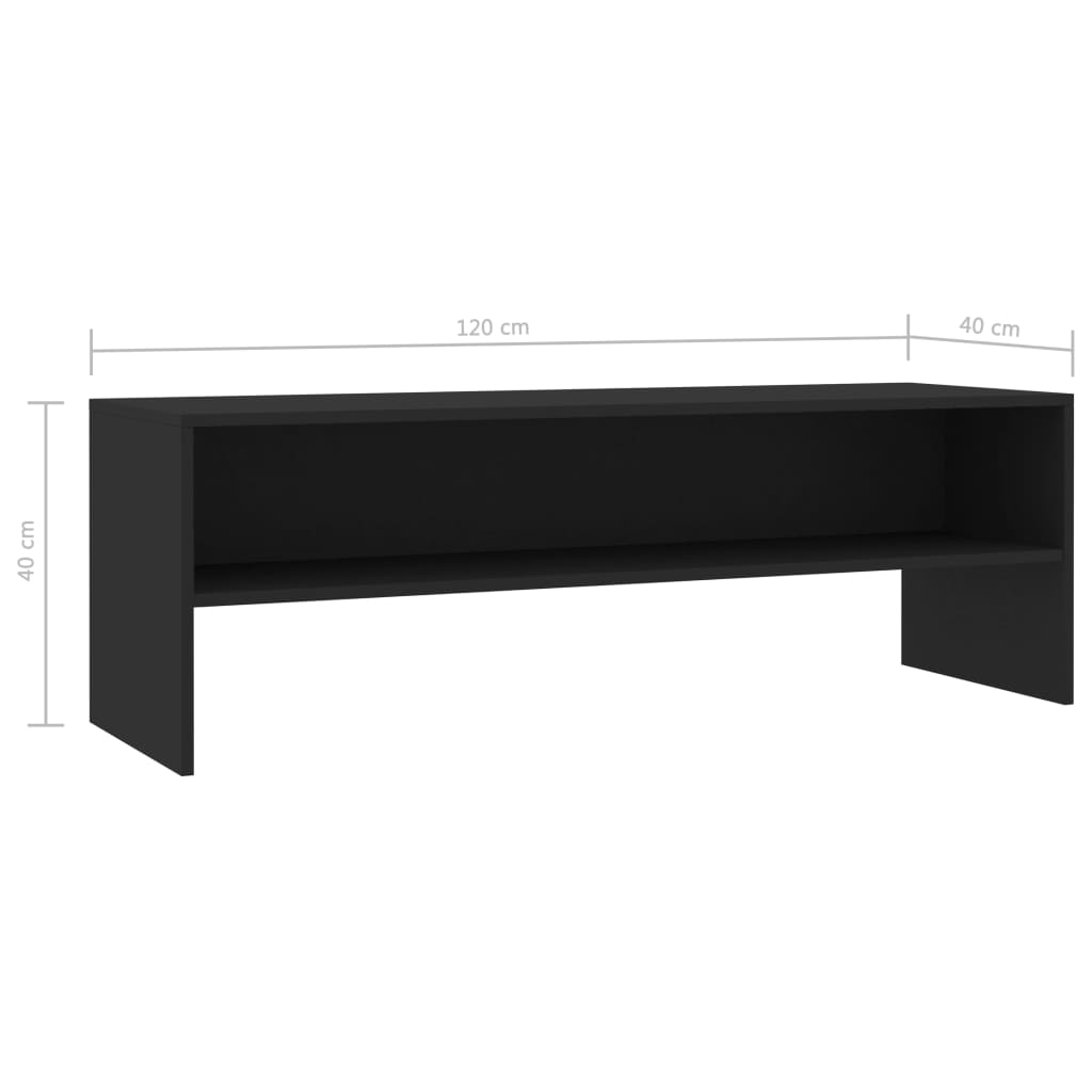 fekete szerelt fa TV-szekrény 120 x 40 x 40 cm