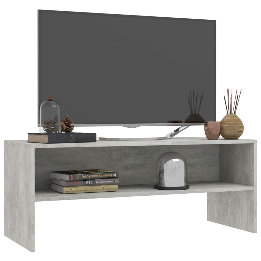 betonszürke szerelt fa TV-szekrény 100 x 40 x 40 cm