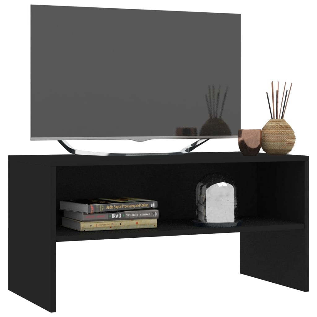 fekete szerelt fa TV-szekrény 80 x 40 x 40 cm