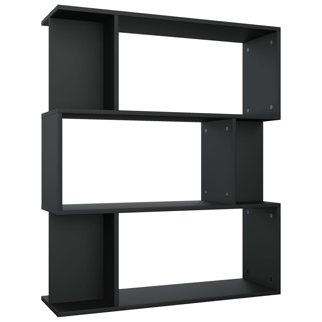 fekete szerelt fa könyvszekrény/térelválasztó 80 x 24 x 96 cm