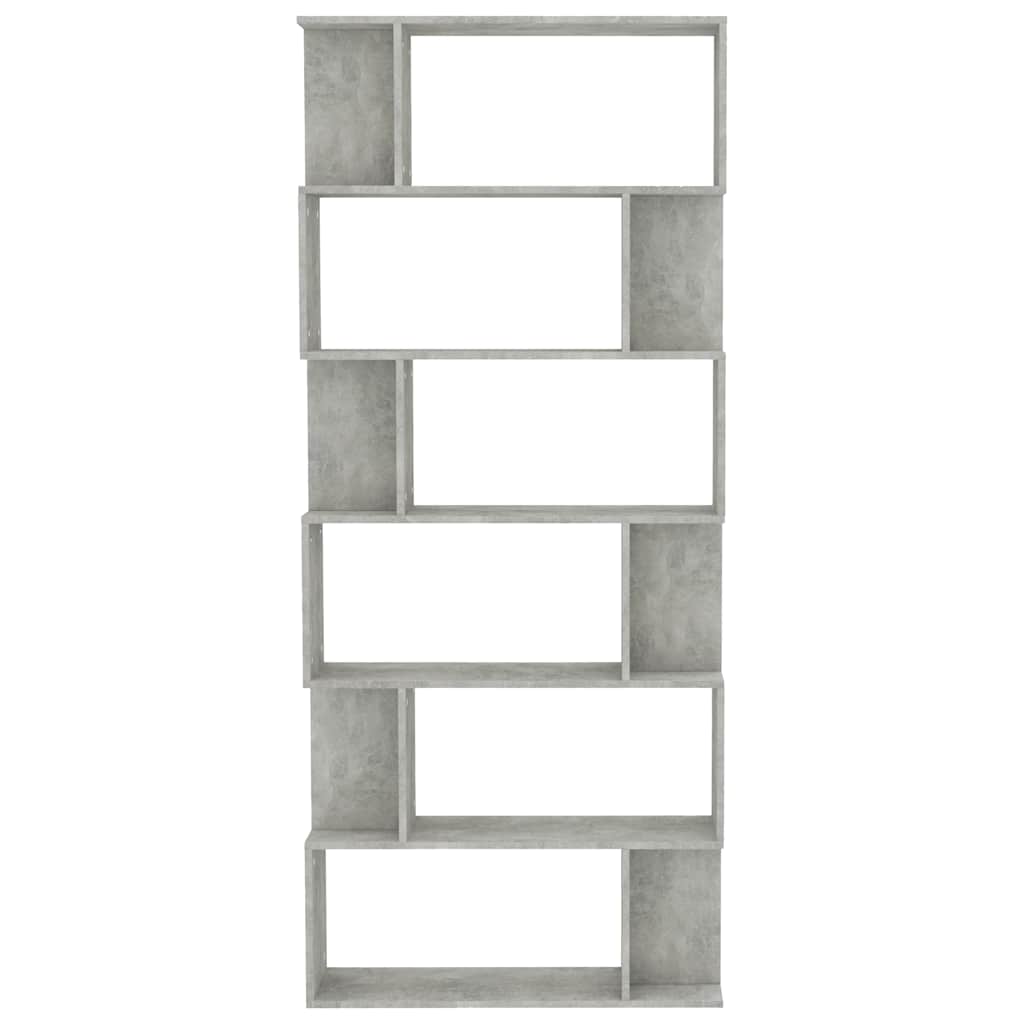 betonszürke szerelt fa könyvszekrény/térelválasztó 80x24x192 cm