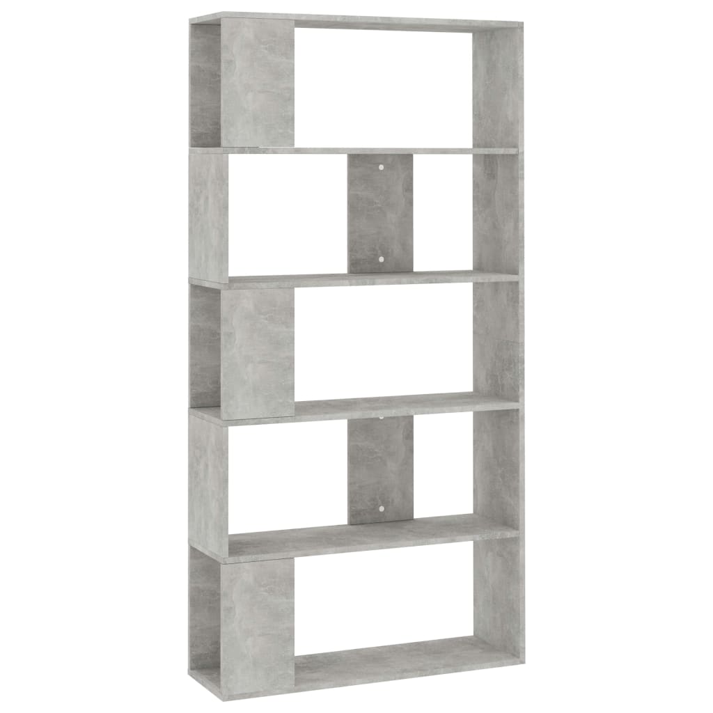 betonszürke szerelt fa könyvszekrény/térelválasztó 80x24x159 cm
