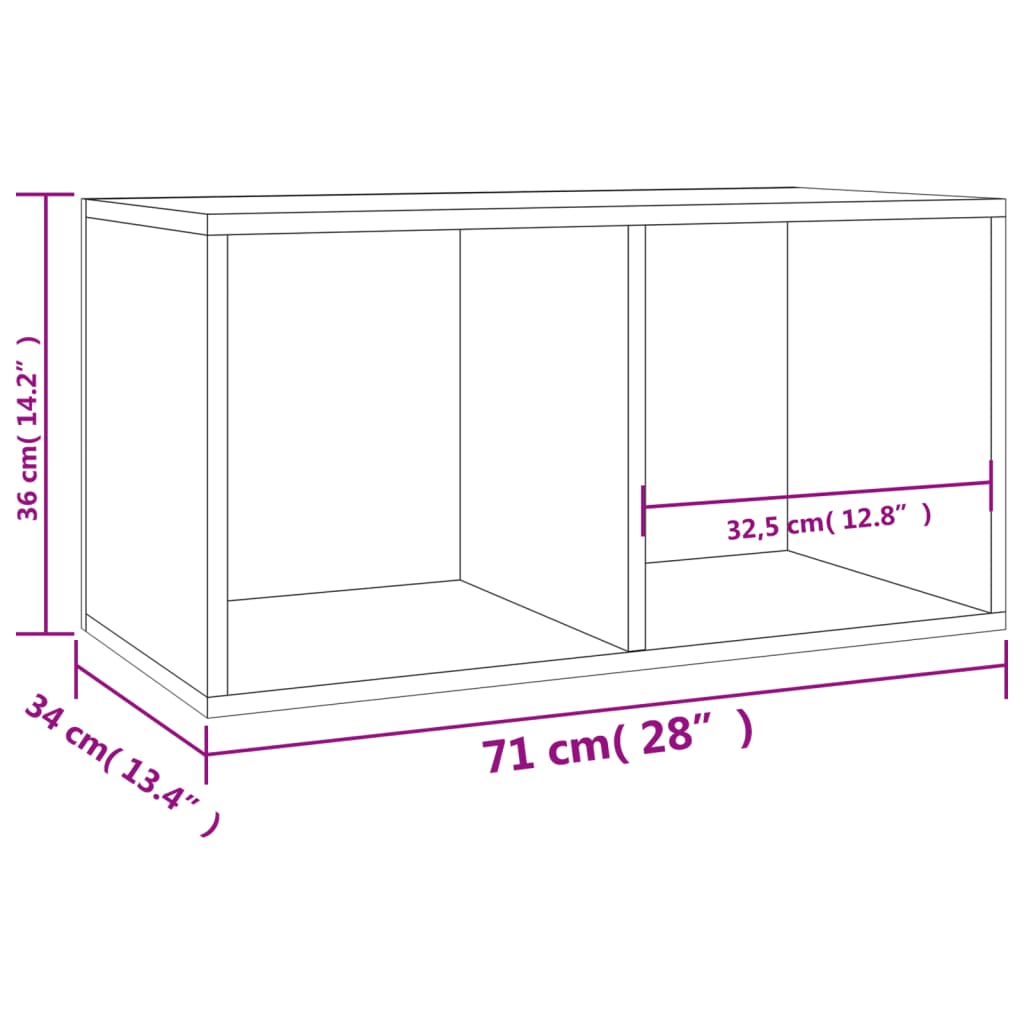 800121 vidaXL Vinyl Storage Box Concrete Grey 71x34x36 cm Chipboard