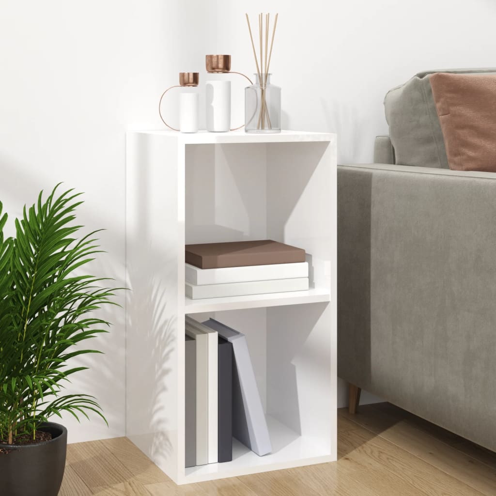 magasfényű fehér szerelt fa lemeztároló doboz 71 x 34 x 36 cm
