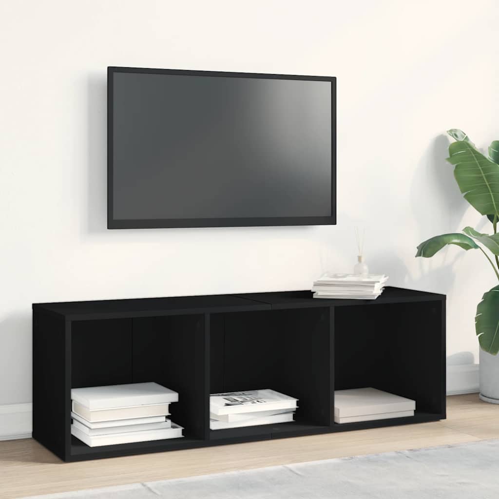 fekete forgácslap könyv-/TV-szekrény 36 x 30 x 114 cm