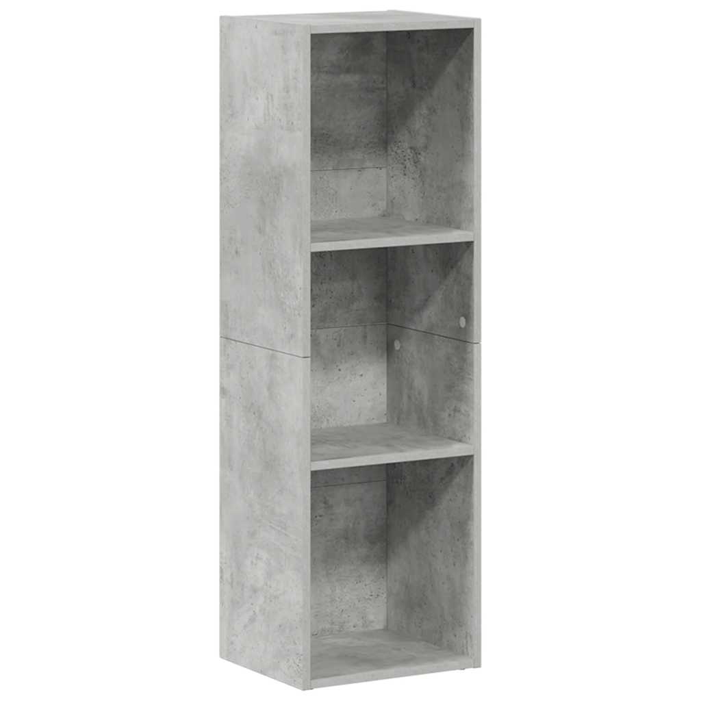 betonszürke szerelt fa könyv-/TV-szekrény 36 x 30 x 114 cm