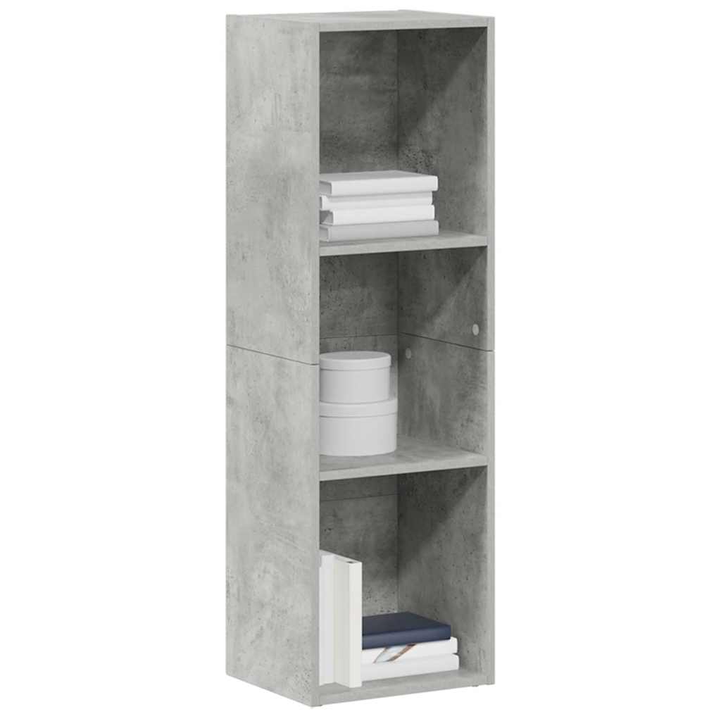 betonszürke szerelt fa könyv-/TV-szekrény 36 x 30 x 114 cm