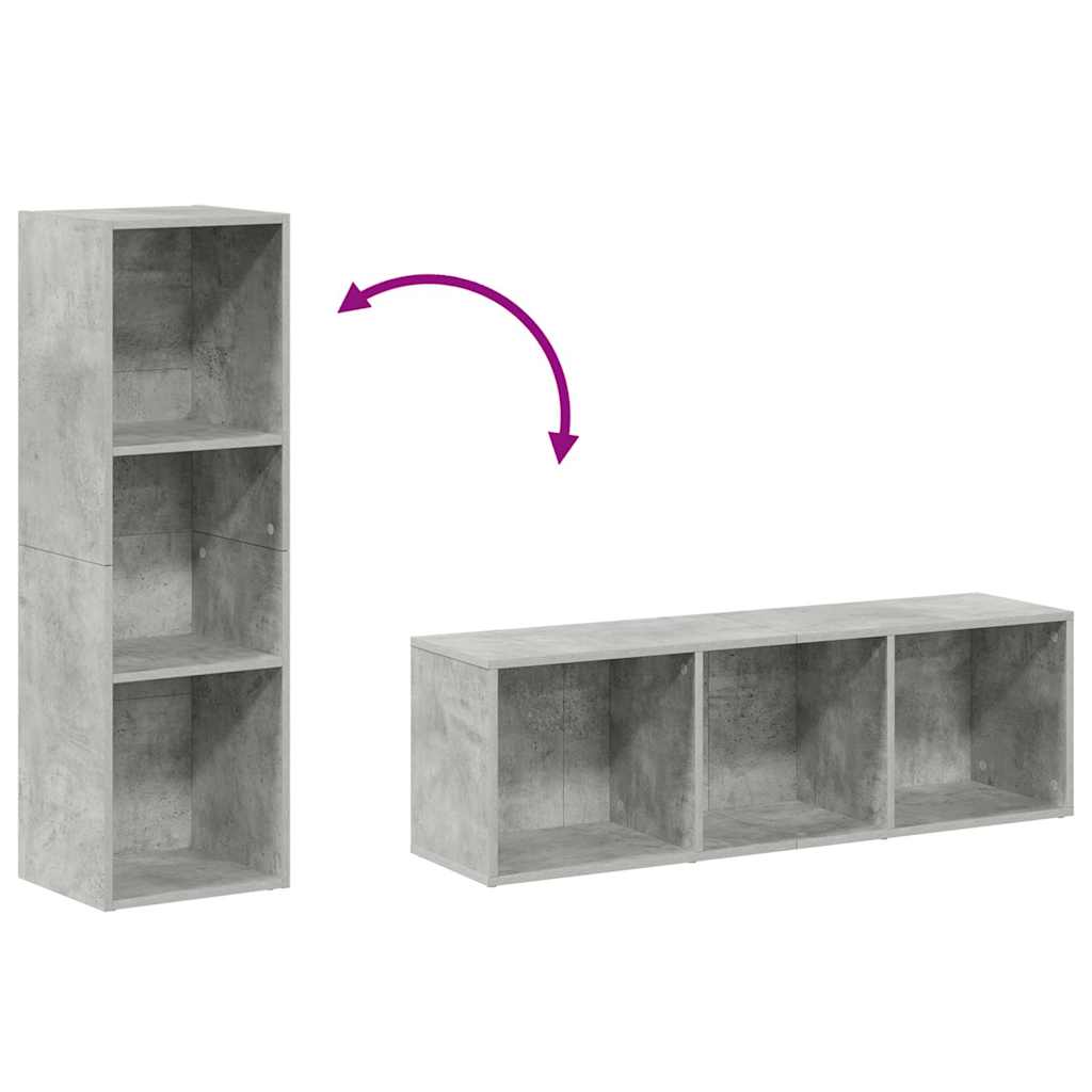 betonszürke szerelt fa könyv-/TV-szekrény 36 x 30 x 114 cm