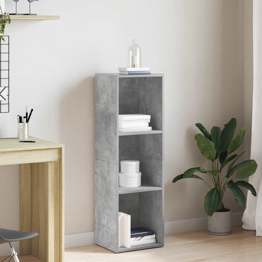 betonszürke szerelt fa könyv-/TV-szekrény 36 x 30 x 114 cm