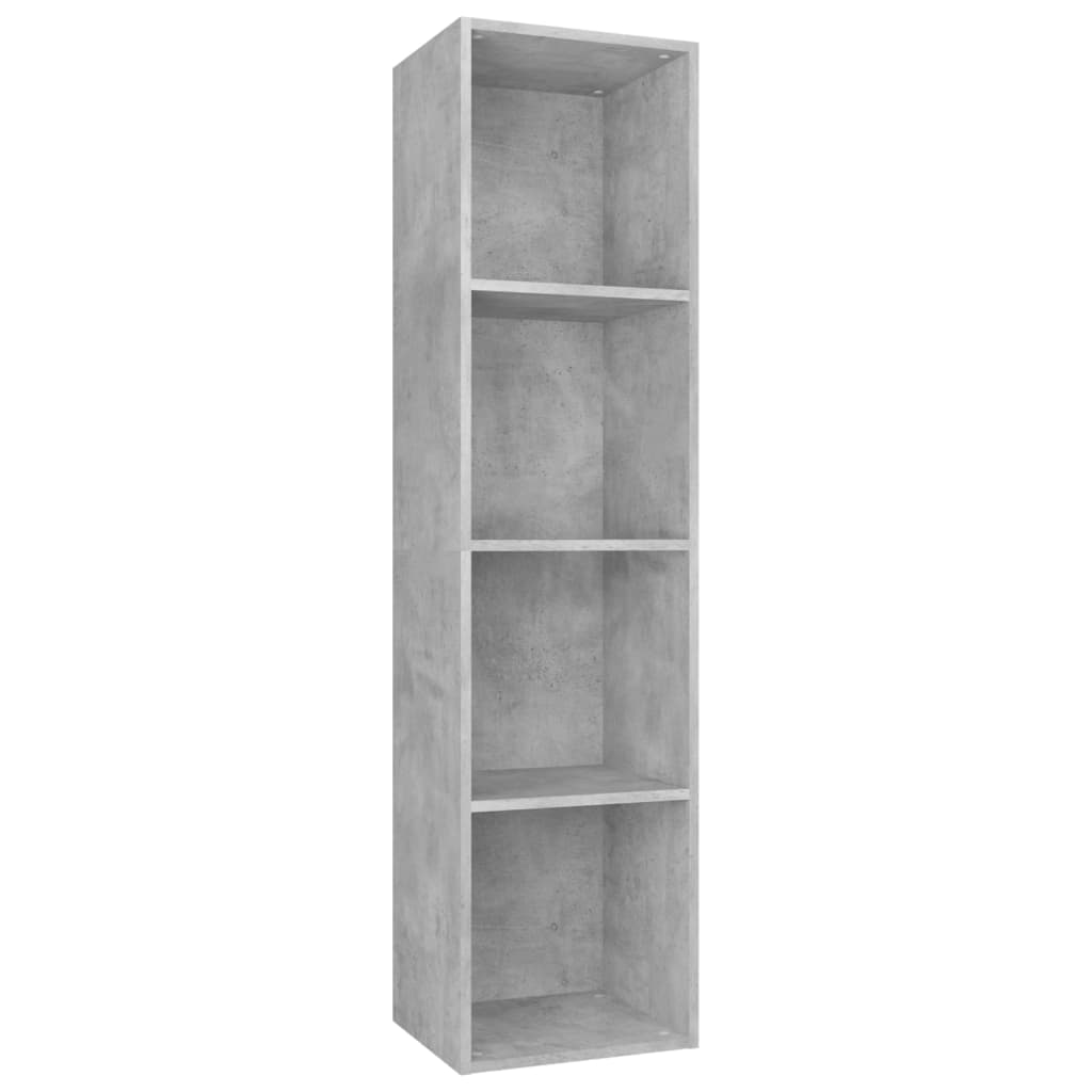betonszürke szerelt fa könyv-/TV-szekrény 36 x 30 x 143 cm