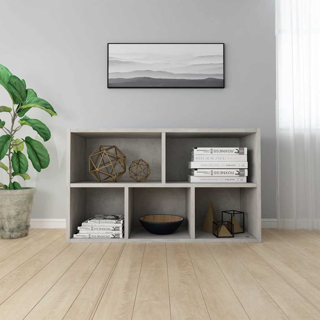 betonszürke szerelt fa könyv-/tálalószekrény 50 x 25 x 80 cm