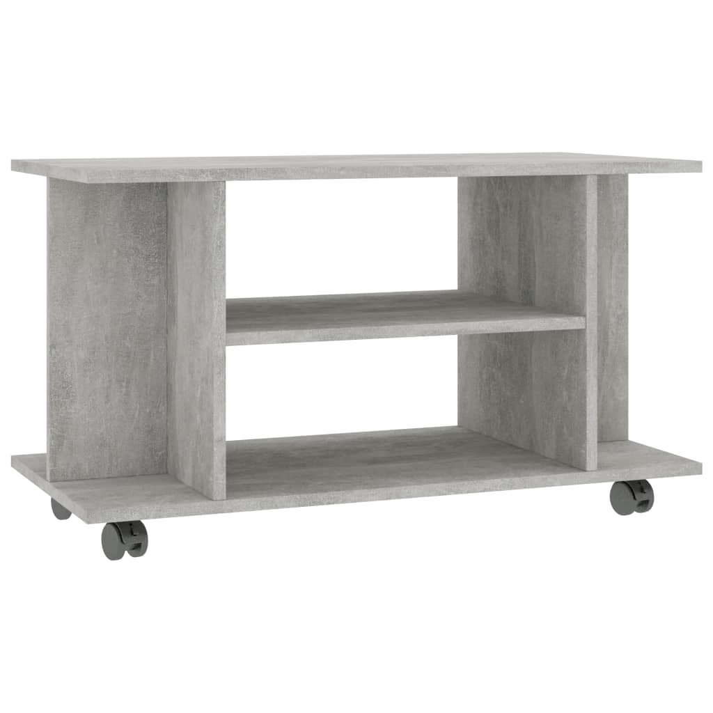 betonszürke szerelt fa TV-szekrény görgőkkel 80 x 40 x 45 cm
