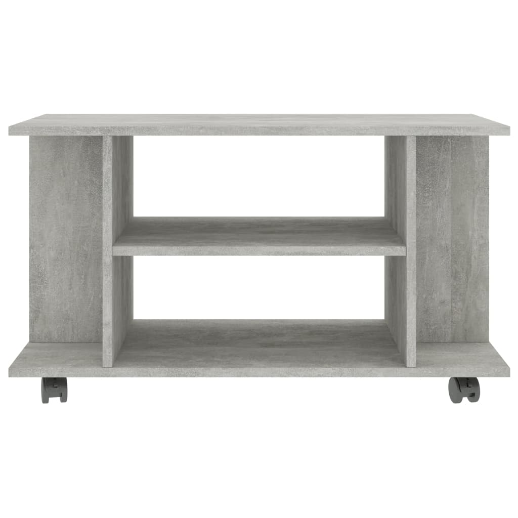 betonszürke szerelt fa TV-szekrény görgőkkel 80 x 40 x 45 cm