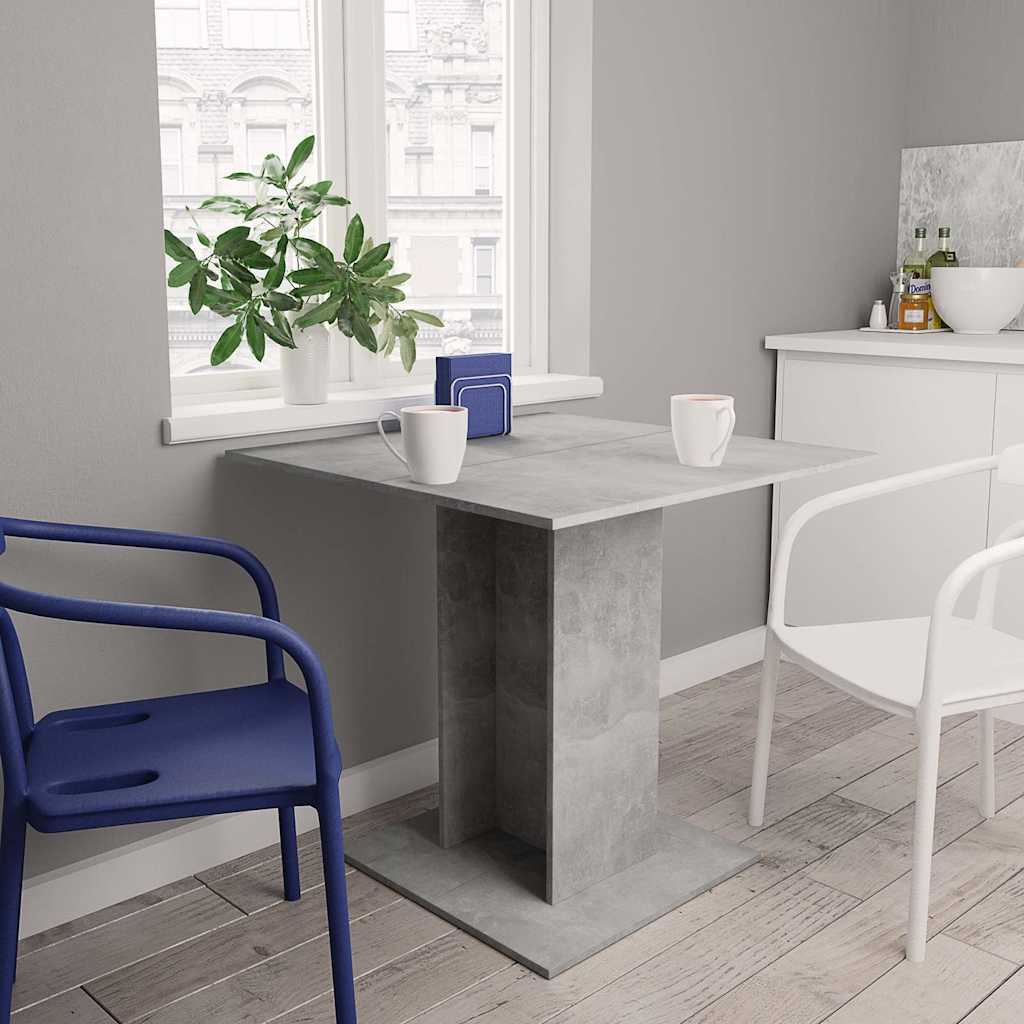 betonszürke szerelt fa étkezőasztal 80 x 80 x 75 cm