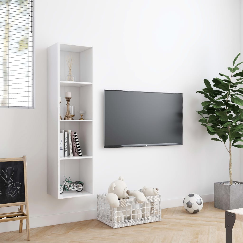 fehér könyv-/TV-szekrény 143 x 30 x 36 cm