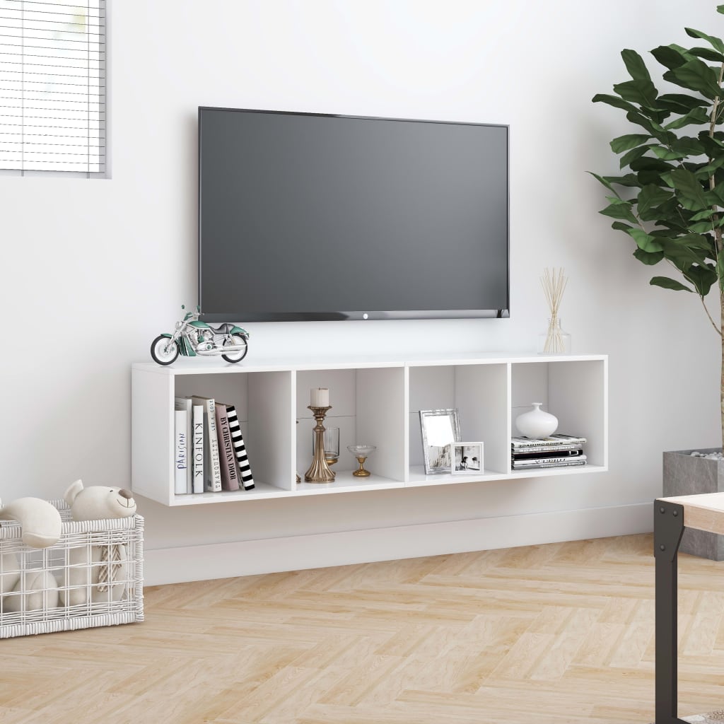 fehér könyv-/TV-szekrény 143 x 30 x 36 cm