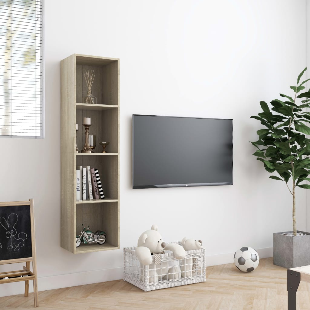 sonoma tölgy színű könyv-/TV-szekrény 143 x 30 x 36 cm