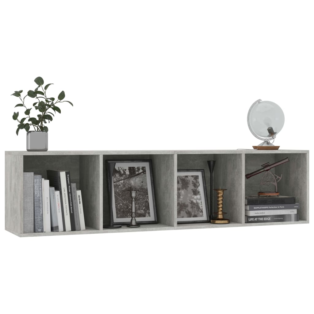 betonszürke könyv-/TV-szekrény 143 x 30 x 36 cm