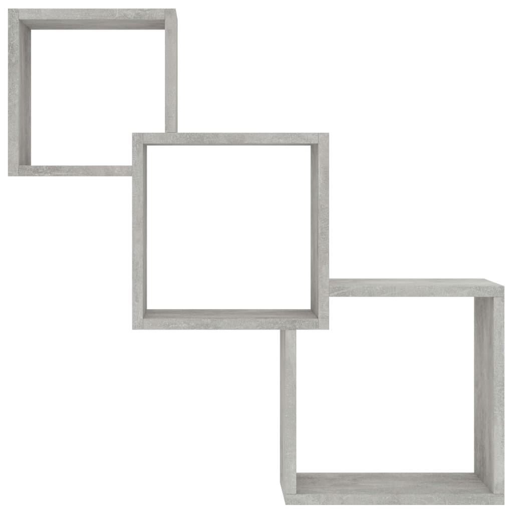 betonszürke kocka alakú szerelt fa fali polcok 68x15x68 cm