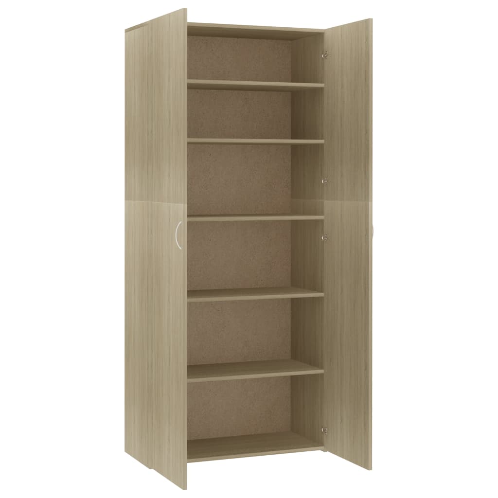 sonoma tölgy színű szerelt fa cipőszekrény 80 x 35,5 x 180 cm