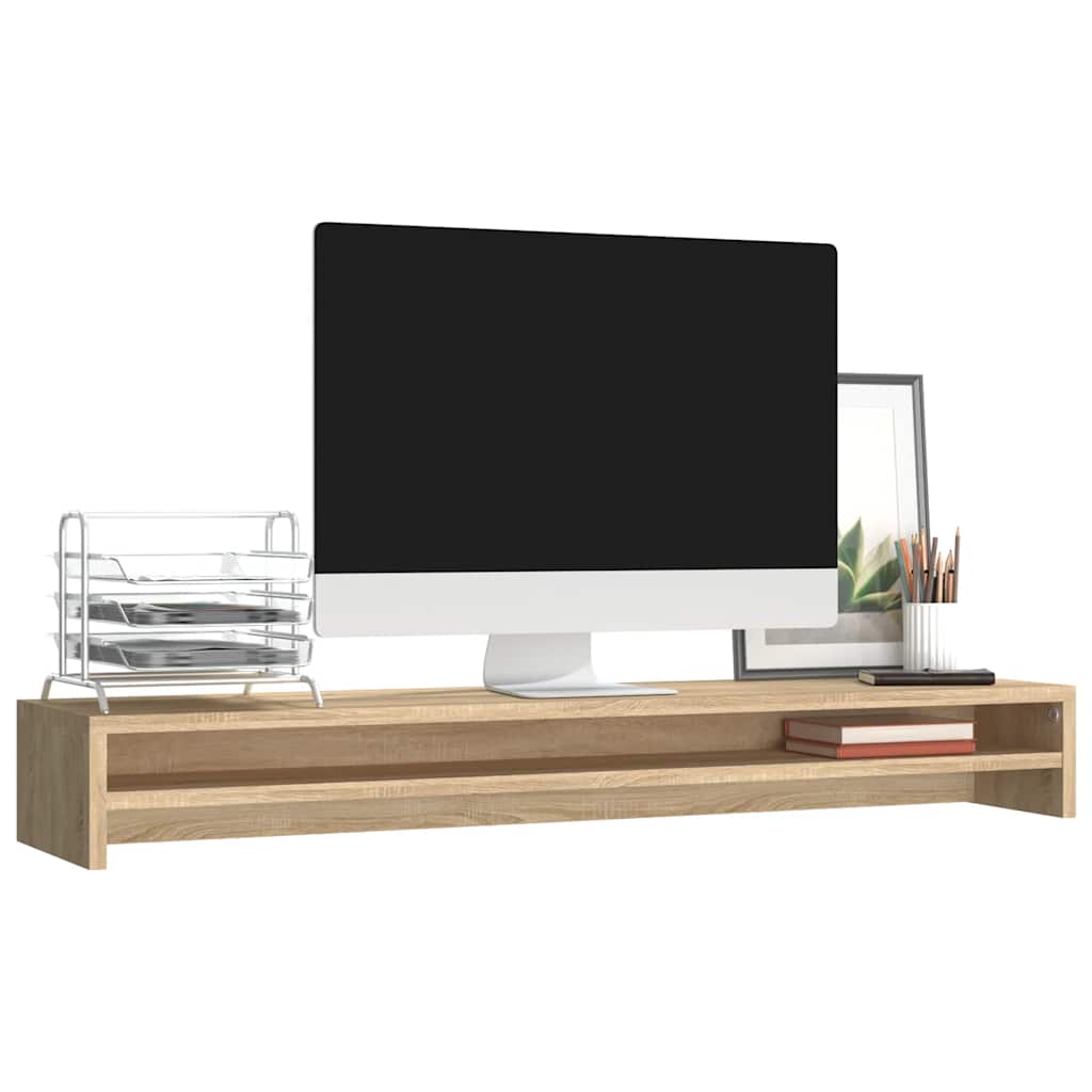sonoma tölgy színű szerelt fa monitorállvány 100 x 24 x 13 cm