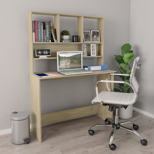 Sonoma-tölgy forgácslap íróasztal polcokkal 110 x 45 x 157 cm