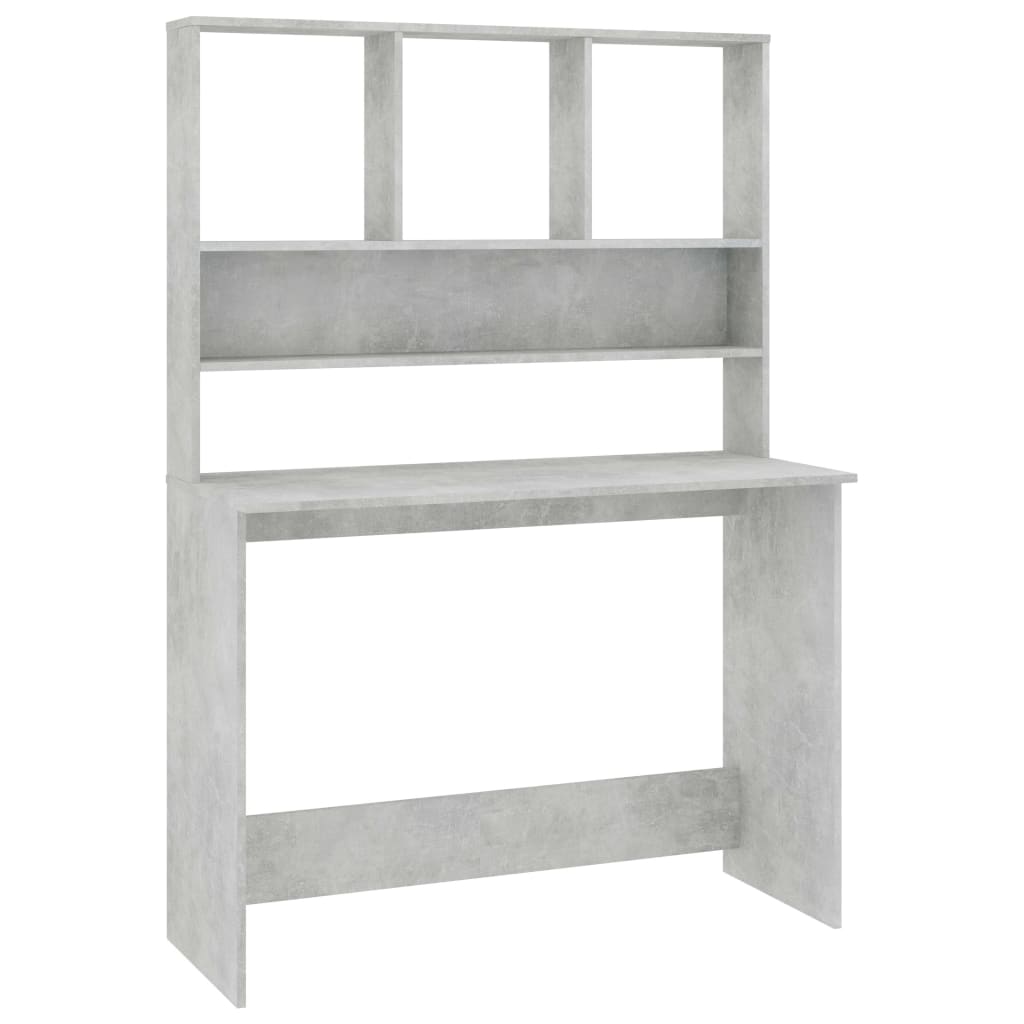 betonszürke forgácslap íróasztal polcokkal 110 x 45 x 157 cm