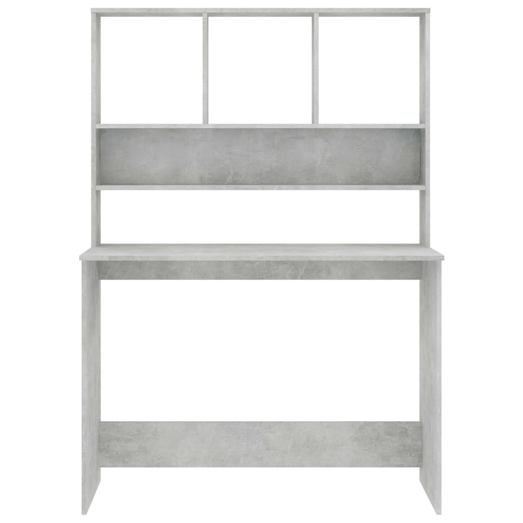 betonszürke forgácslap íróasztal polcokkal 110 x 45 x 157 cm