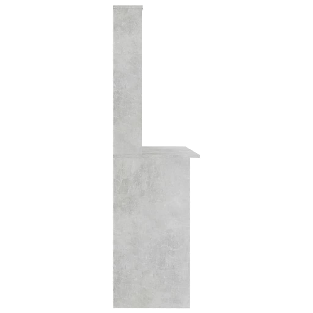 betonszürke forgácslap íróasztal polcokkal 110 x 45 x 157 cm
