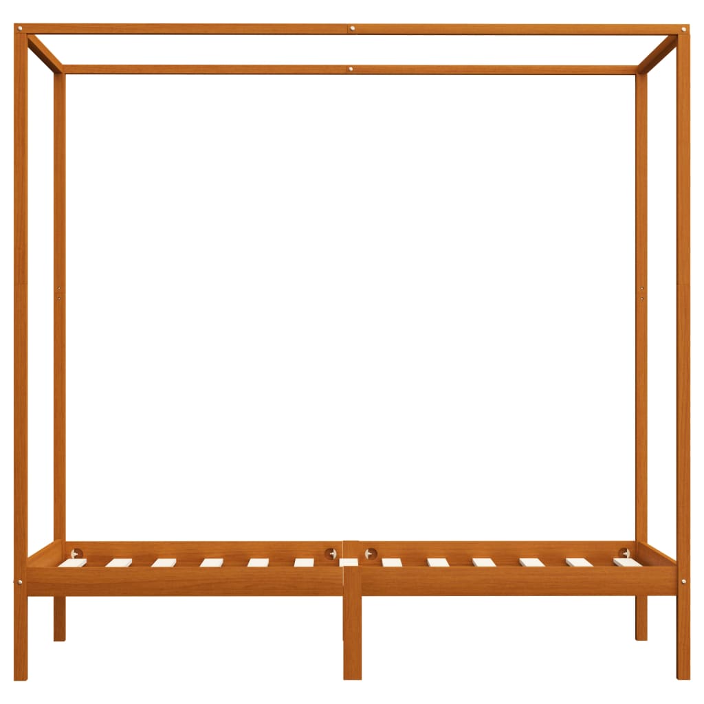 mézbarna tömör fenyőfa baldachinos ágykeret 90 x 200 cm