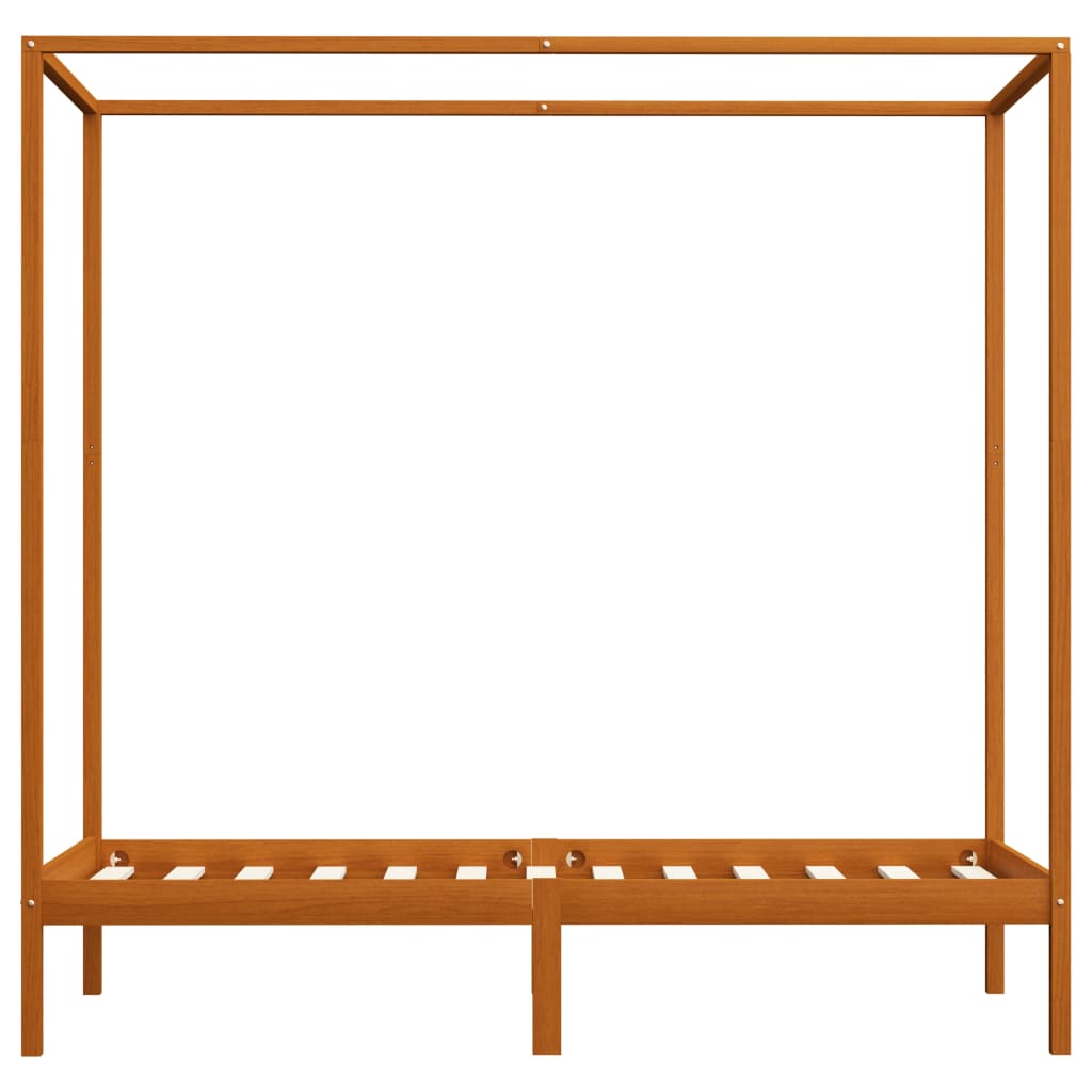 mézbarna tömör fenyőfa baldachinos ágykeret 100 x 200 cm