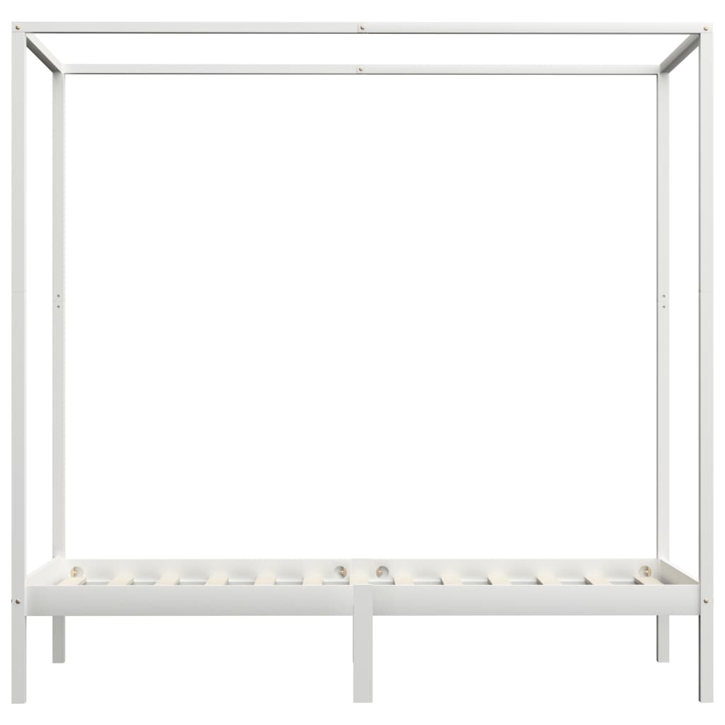 fehér tömör fenyőfa baldachinos ágykeret 100 x 200 cm