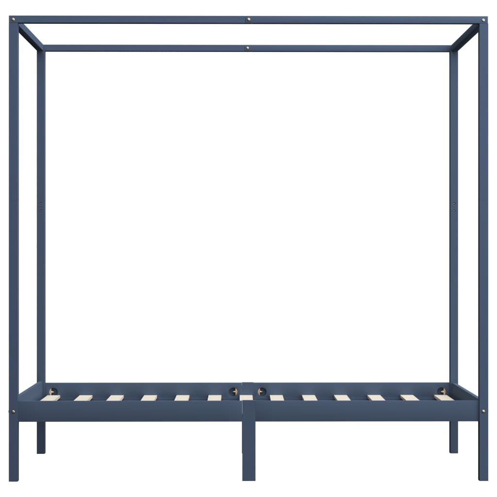szürke tömör fenyőfa baldachinos ágykeret 90 x 200 cm